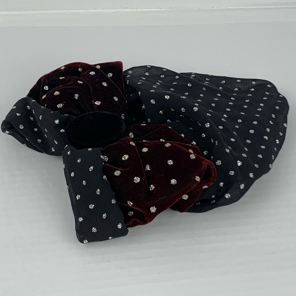 Kirk’s Folly Black & Wine Velvet Barrette Bow & Chignon Bun Cover - Picture 3 of 6